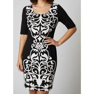 Allison Brittney Women Black White Dress Size XL Flattering Casual